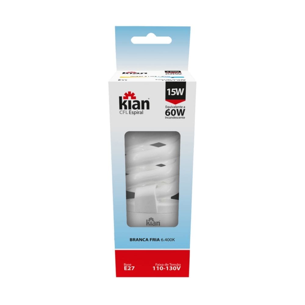 LÂMPADA ELETRÔNICA 15W 127V ESPIRAL E27 6,4K BRANCA KIAN