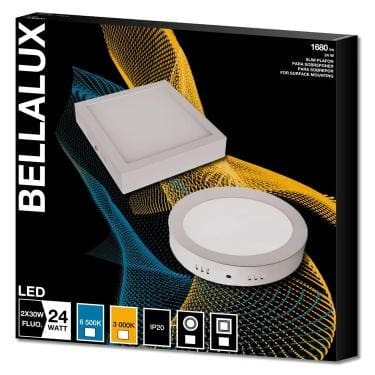 LUMINARIA LED 24W SOBREPOR QUADRADA BRANCA BIVOLT BELLALUX